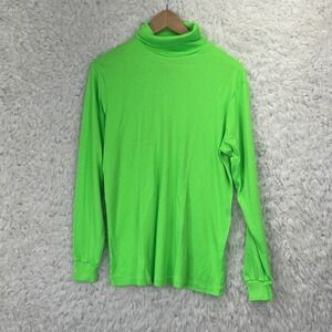 Medalist Turtleneck Top Large Neon Green Vintage 80s 90s Retro Made in USA